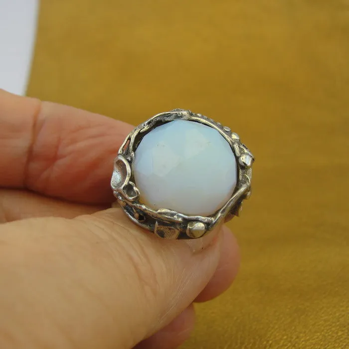 Opalite Ring 925 Sterling Silver  size 7,7.5,8 Handmade Hadar Designers (H) y