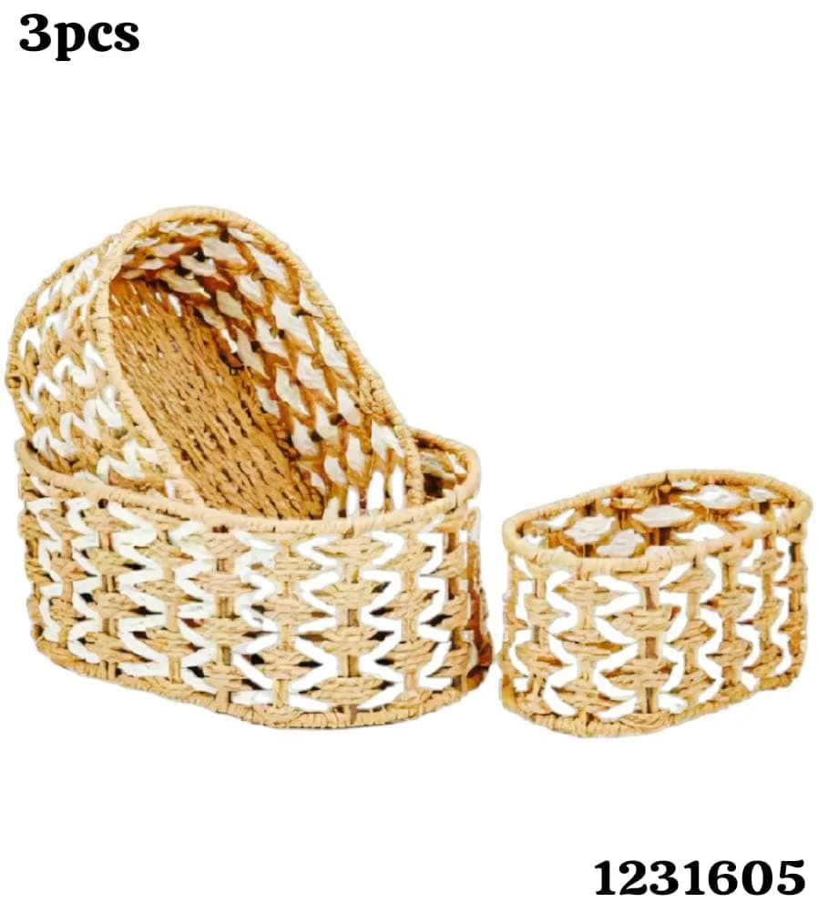 Oval Wicker Woven Basket Set of 3