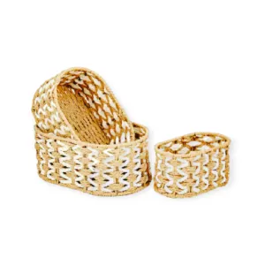 Oval Wicker Woven Basket Set of 3