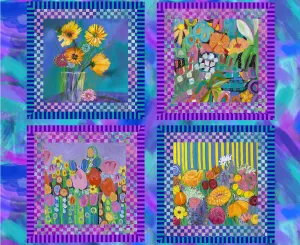 Painted Floral Pillow Panel - 10506