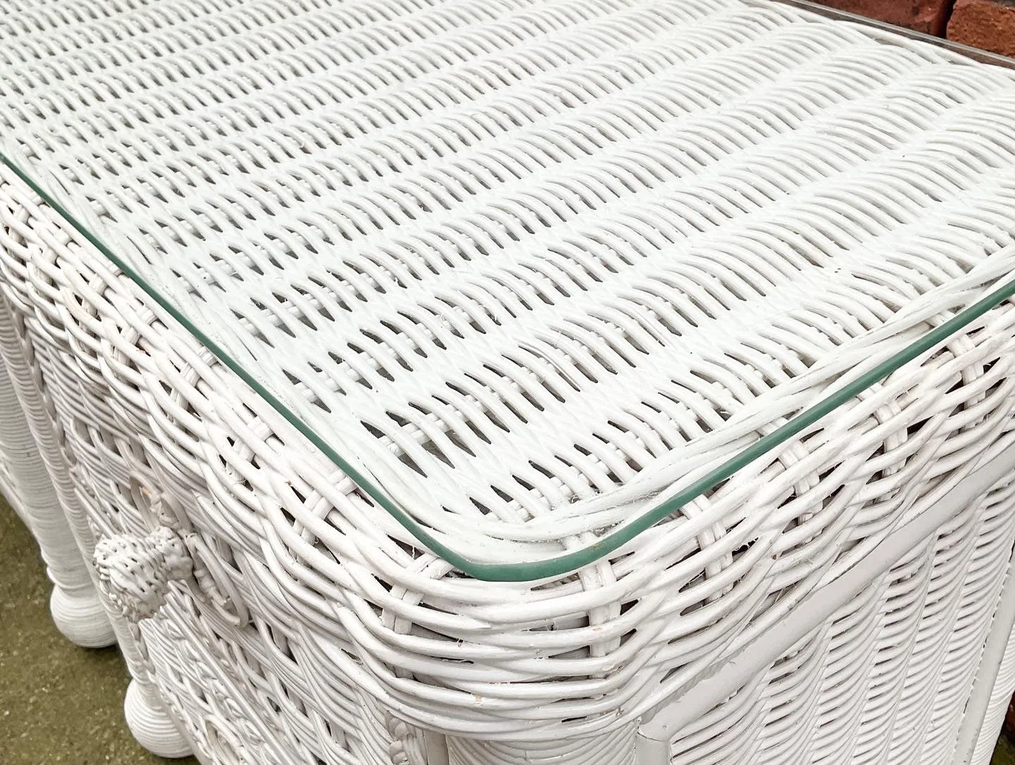 Pair of Wicker Nightstands End Table by Henry Link for Lexington