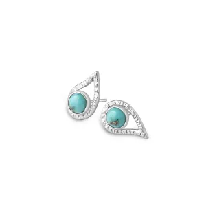 Paisley Gemstone Stud Earrings in Turquoise