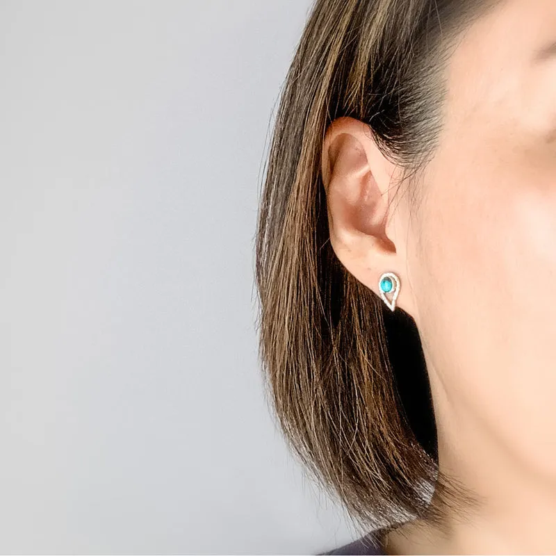 Paisley Gemstone Stud Earrings in Turquoise