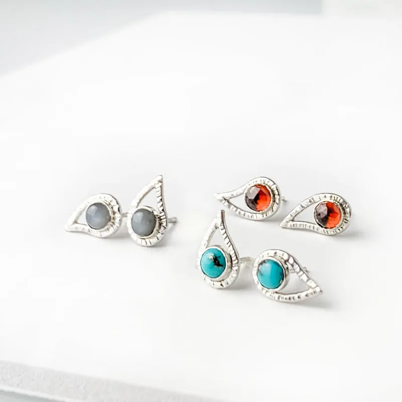 Paisley Gemstone Stud Earrings in Turquoise