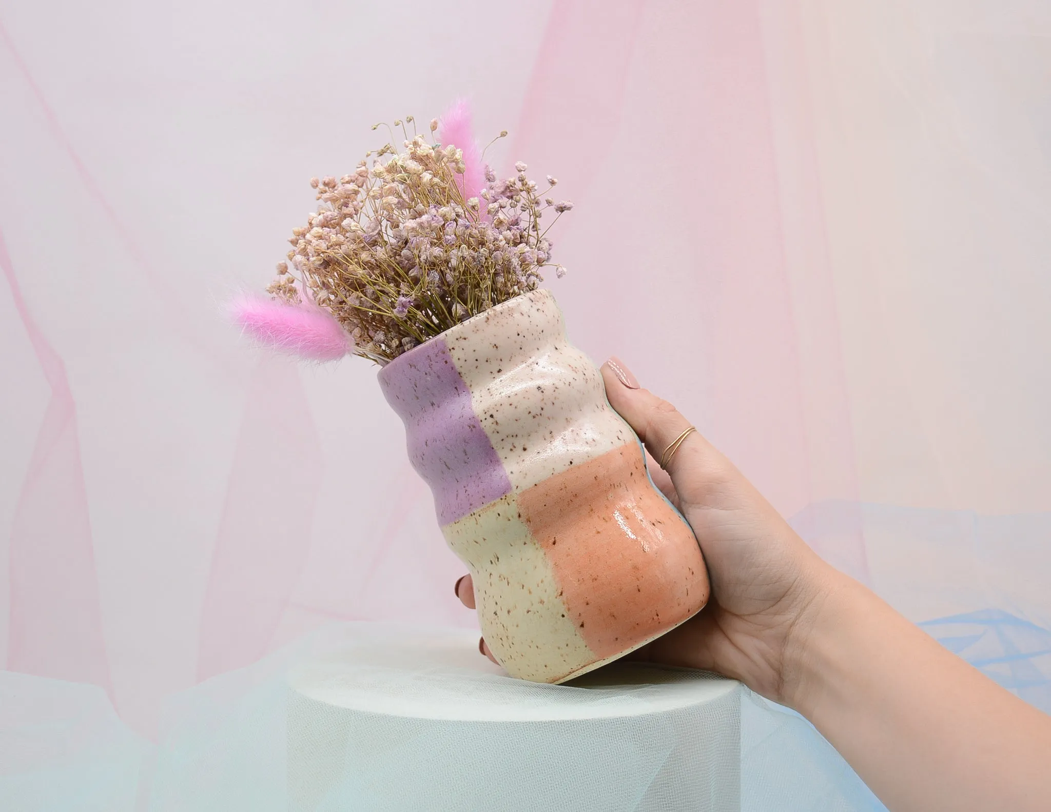 Pastel Checkered Vase