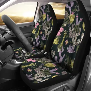 Pastel Colorful Cactus Pattern Car Seat Covers Set