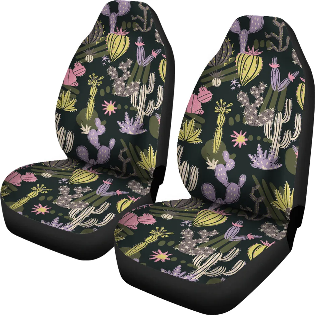 Pastel Colorful Cactus Pattern Car Seat Covers Set