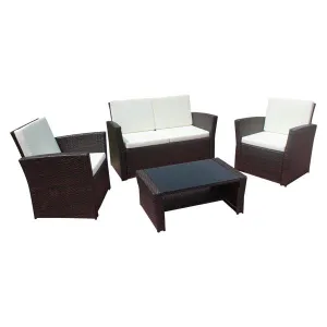 Patio Furniture Outdoor 4Pcs Wicker Rattan Sofa