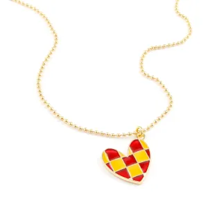 Patty Checkered Heart Necklace