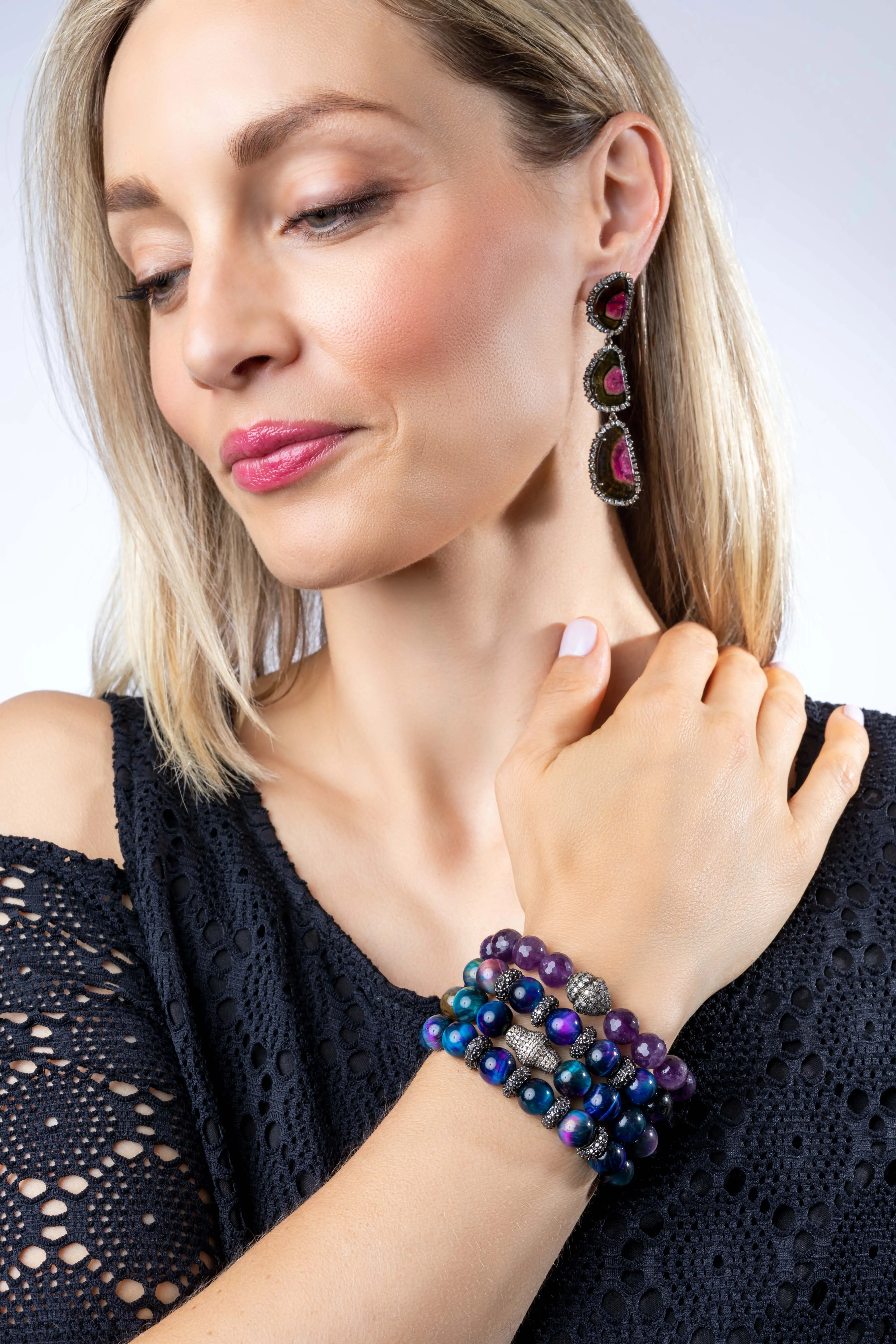 Pave Diamond, Amethyst Bracelet