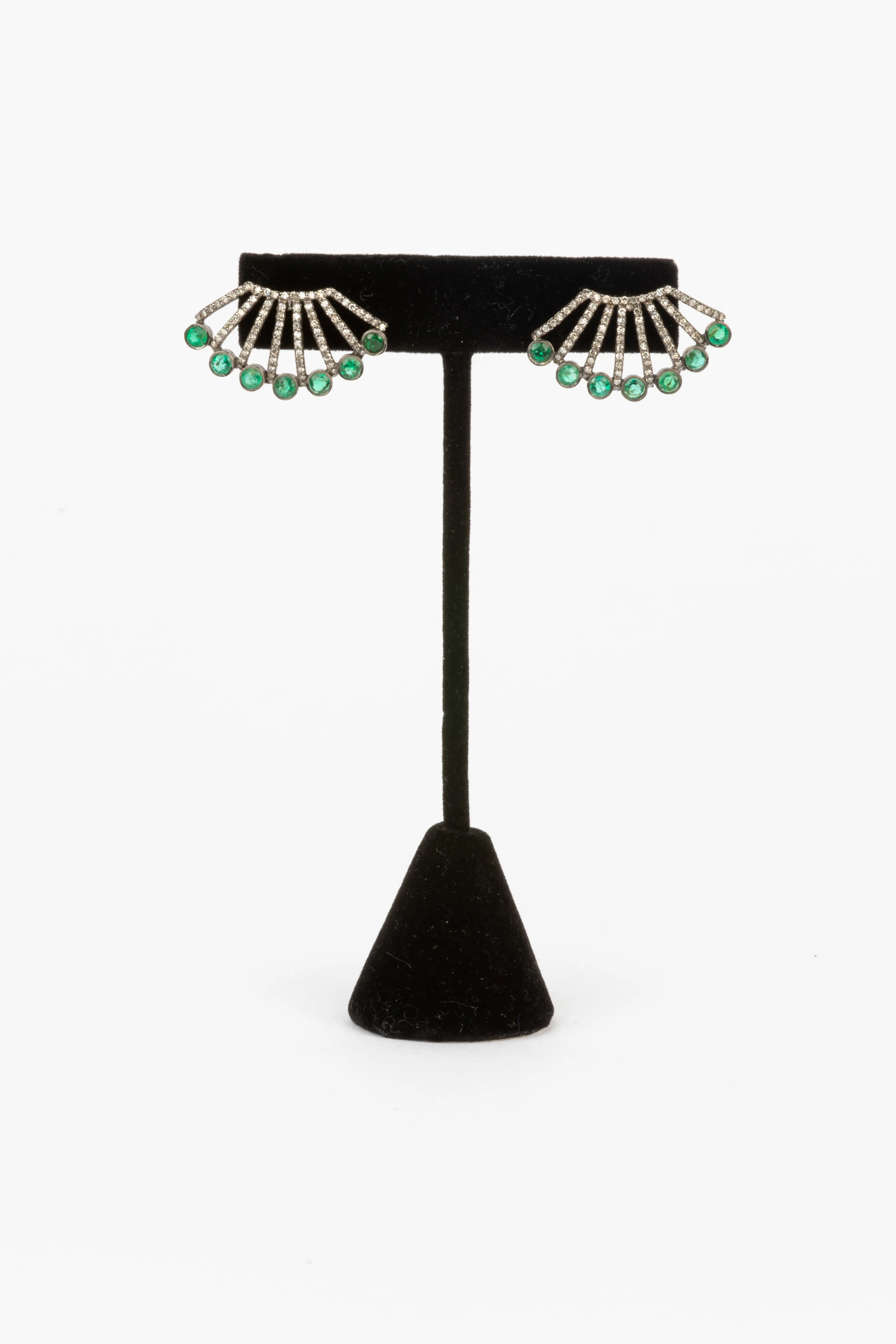 Pave Diamond, Emerald Earrings