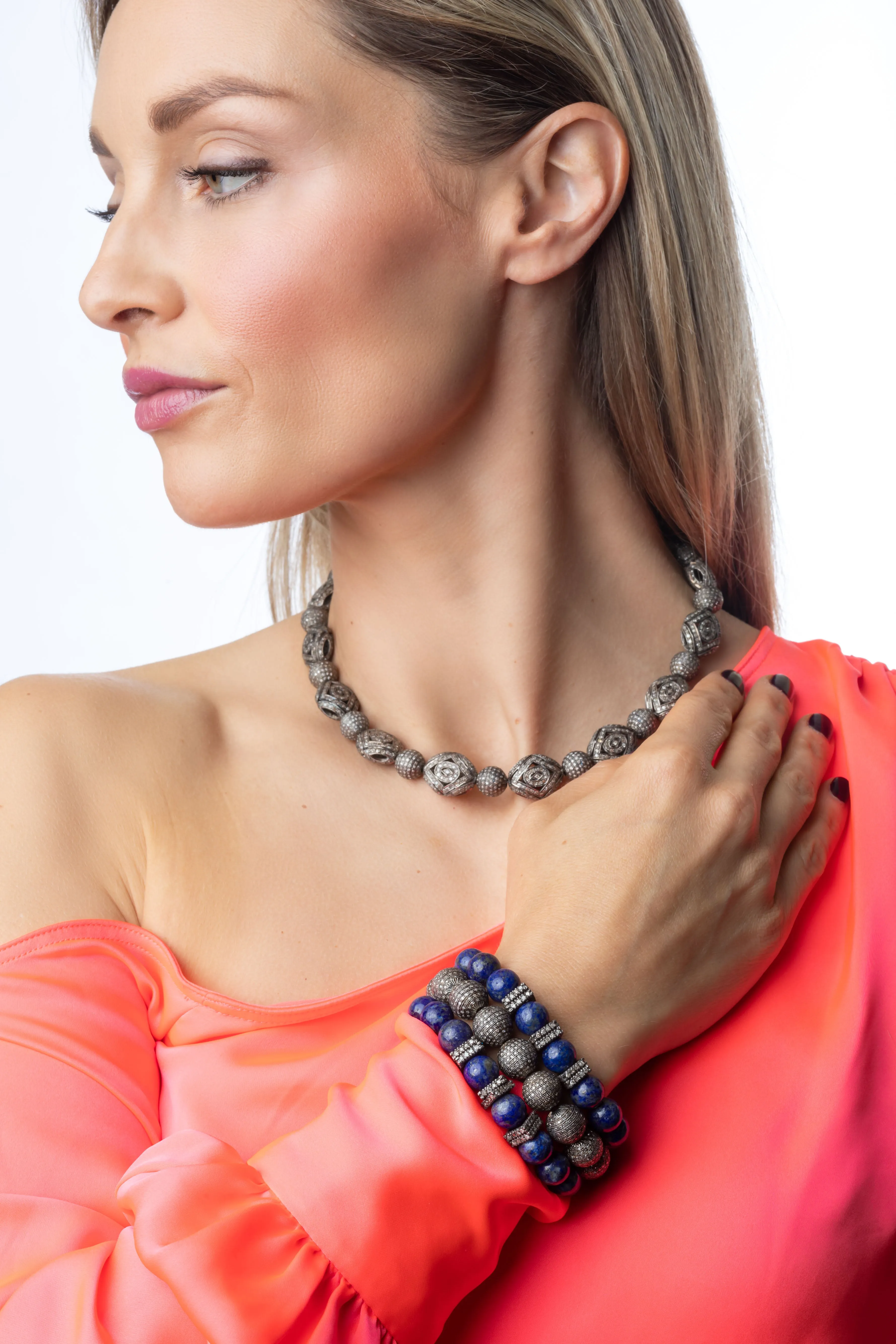 Pave Diamond, Lapis Bracelet