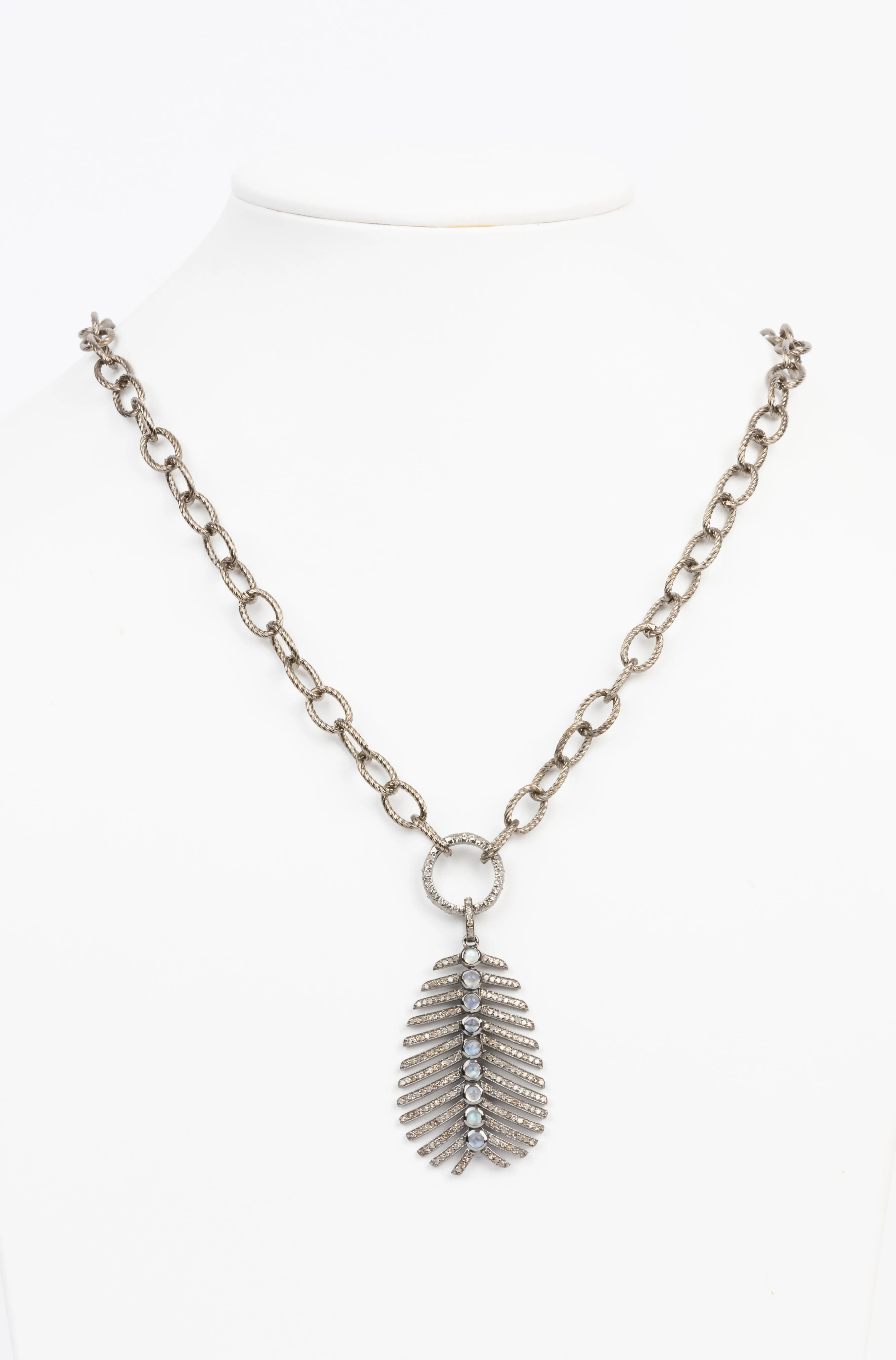 Pave Diamond, Moonstone Necklace