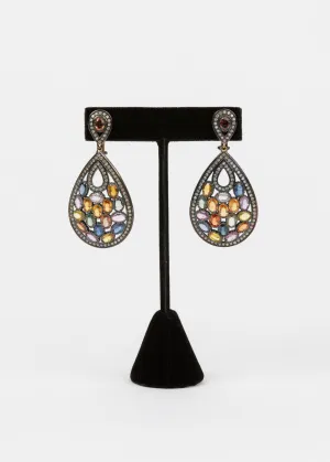 Pave Diamond, Sapphire Earrings