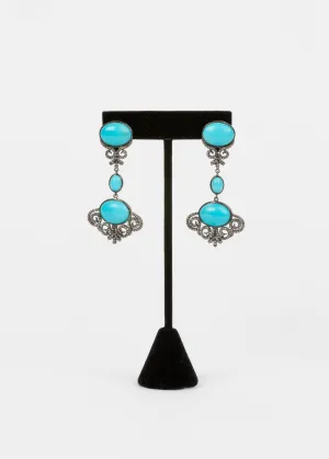 Pave Diamond, Turquoise Earrings