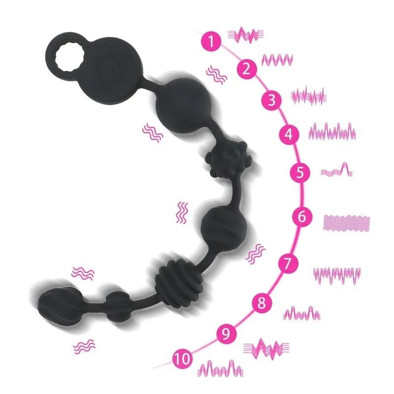 Perles anales noires avec poignée en forme de cœur
