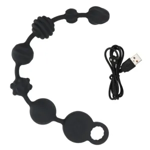Perles anales noires avec poignée en forme de cœur