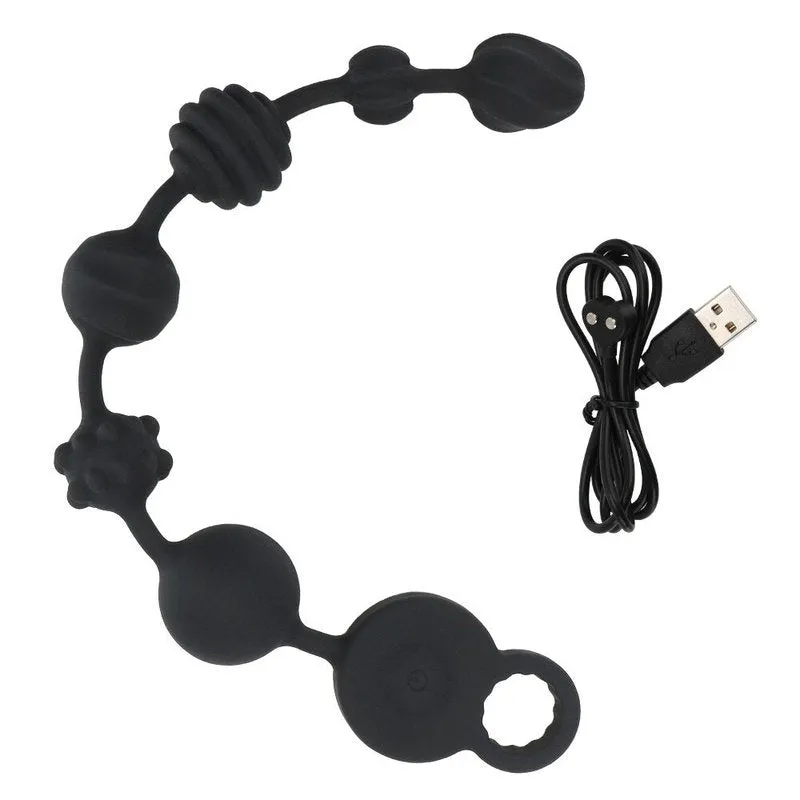 Perles anales noires avec poignée en forme de cœur