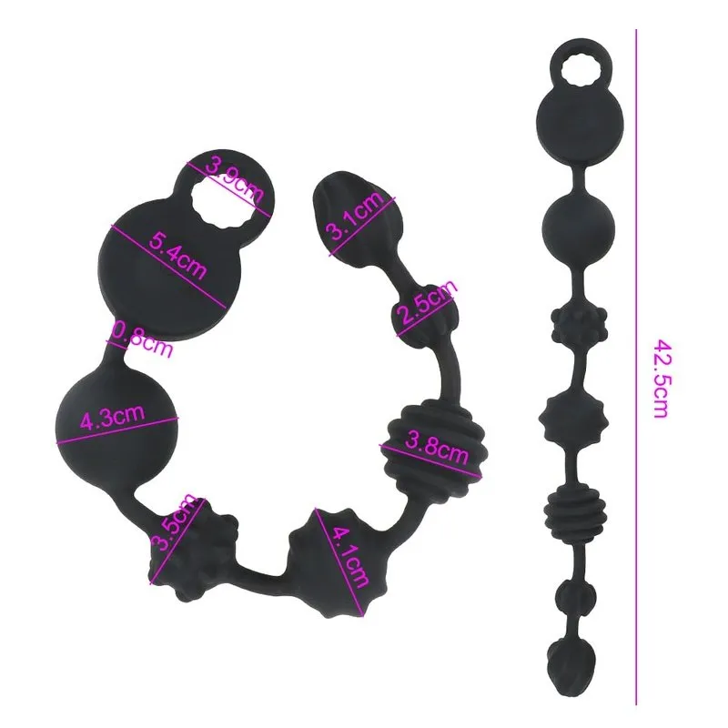 Perles anales noires avec poignée en forme de cœur