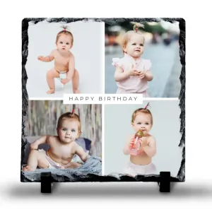 Personalised 4-Photo Slate - Optional Custom Text