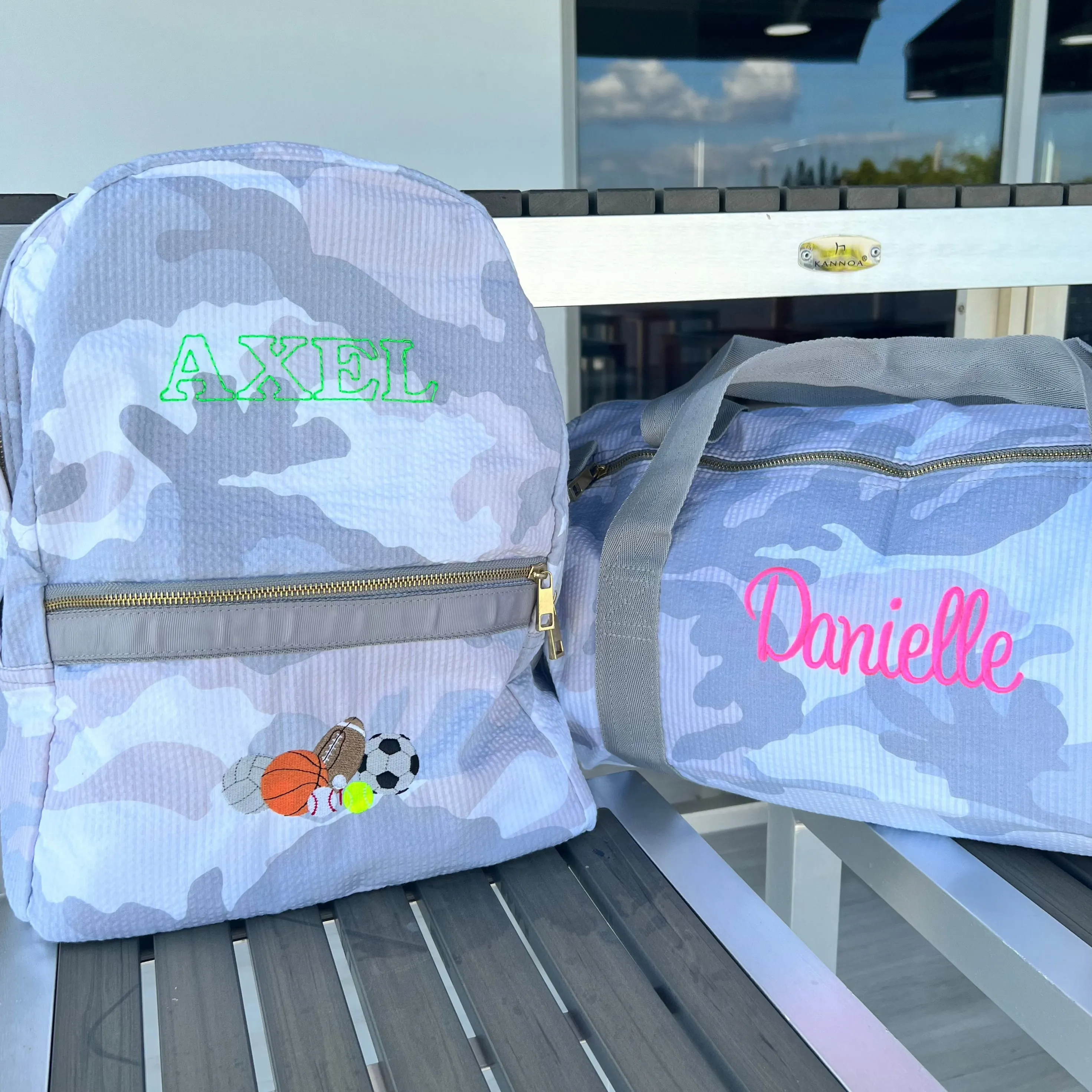 Personalized Seersucker Snow Camo Large Backpack w/ Pockets