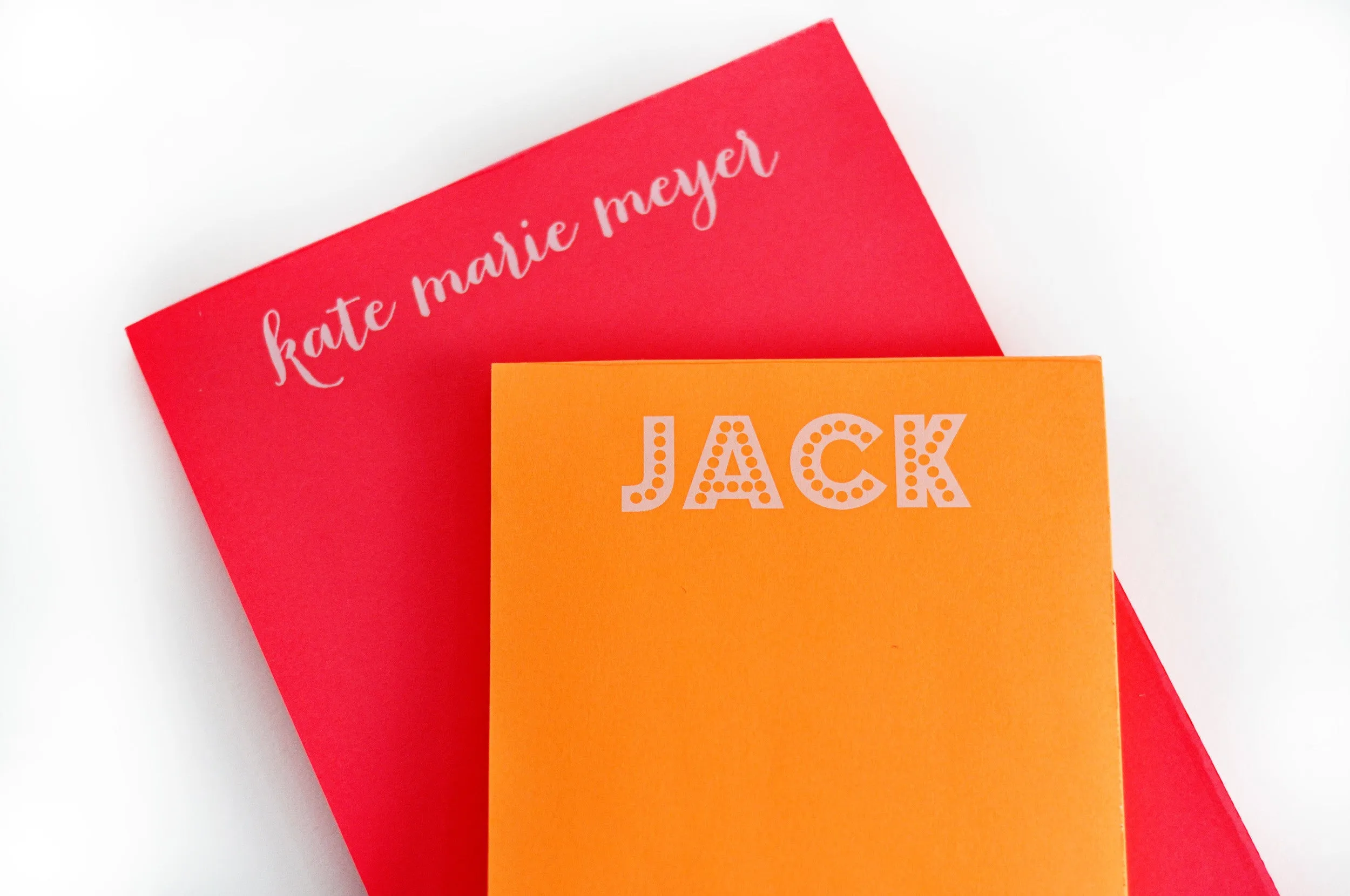 Personalized Small White on Bright Notepads