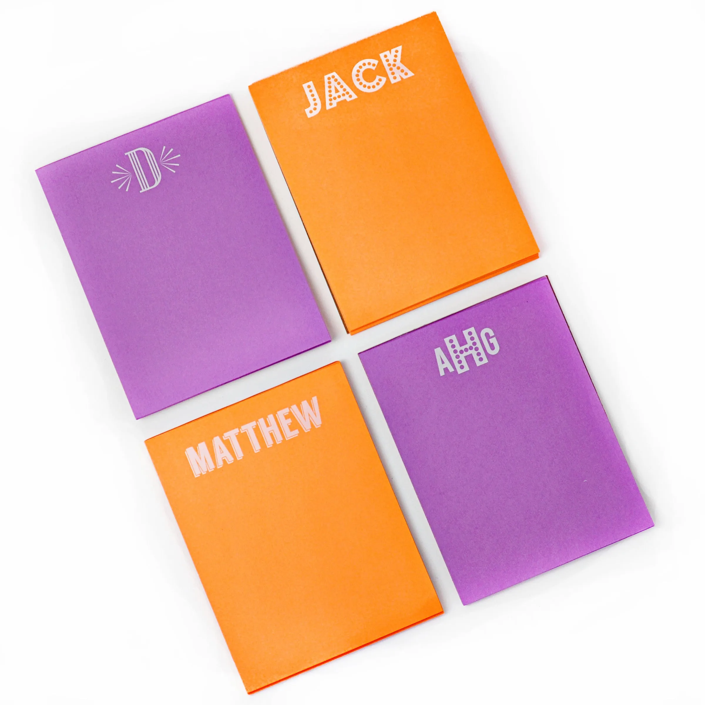 Personalized Small White on Bright Notepads