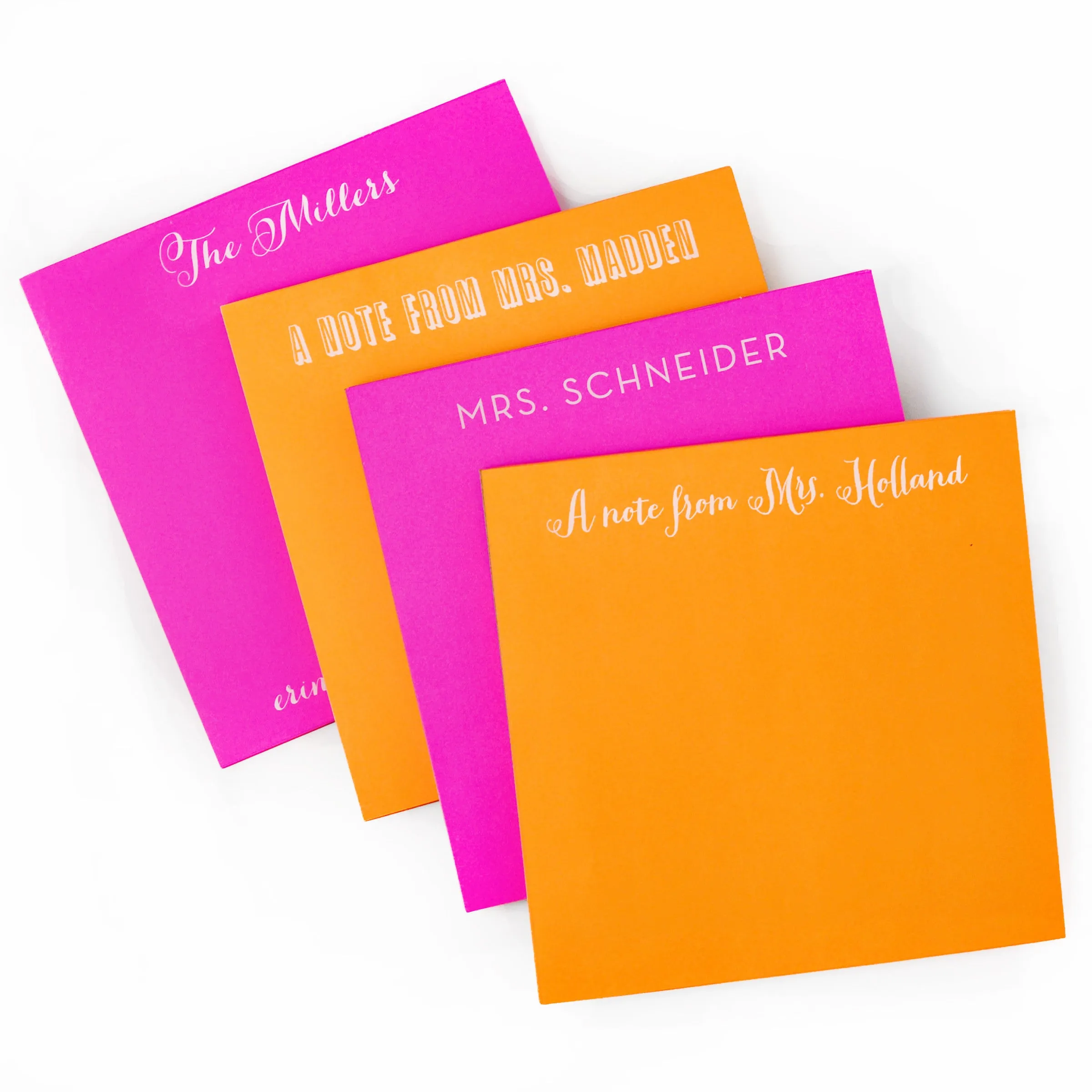 Personalized Square White on Bright Notepads