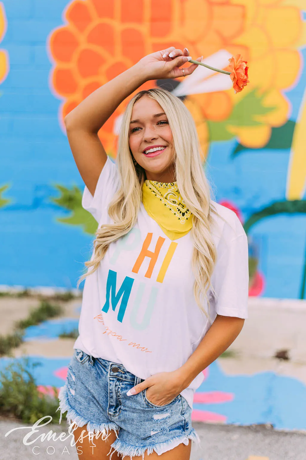 Phi Mu Colorful Recruitment Notch Tee
