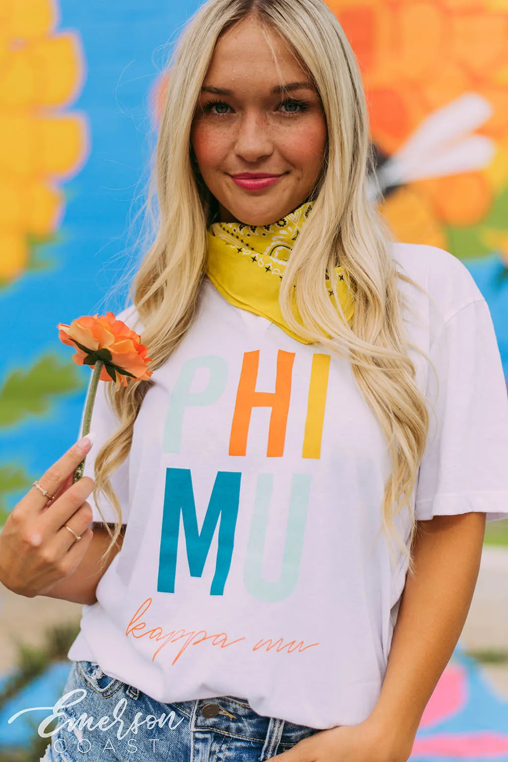 Phi Mu Colorful Recruitment Notch Tee
