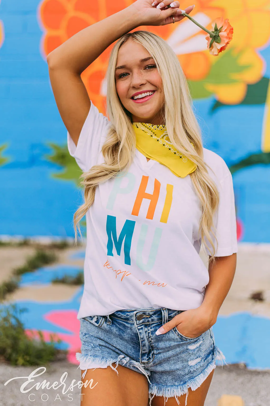 Phi Mu Colorful Recruitment Notch Tee
