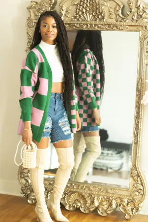 Pink and Green Cardigan
