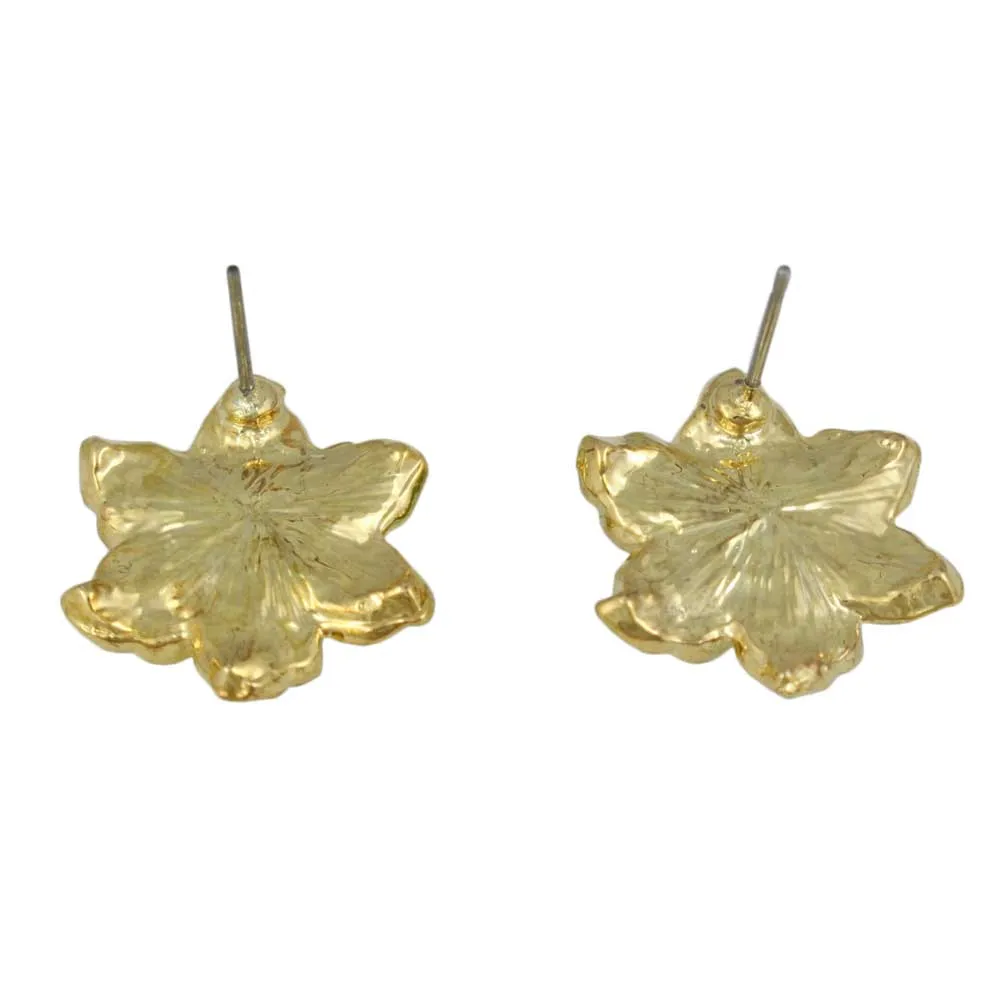 Pink Enamel with Crystals Flower Pierced Earring - REE909PK