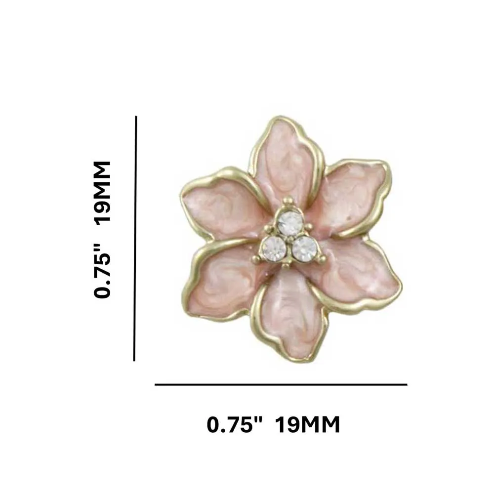 Pink Enamel with Crystals Flower Pierced Earring - REE909PK