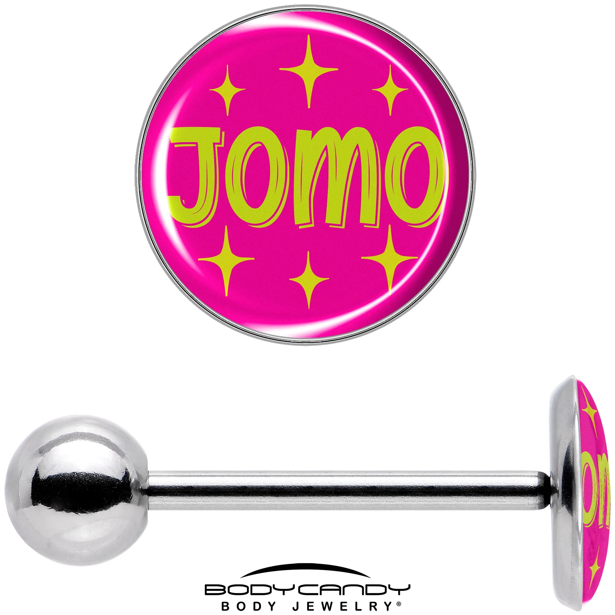 Pink JOMO Barbell Tongue Ring