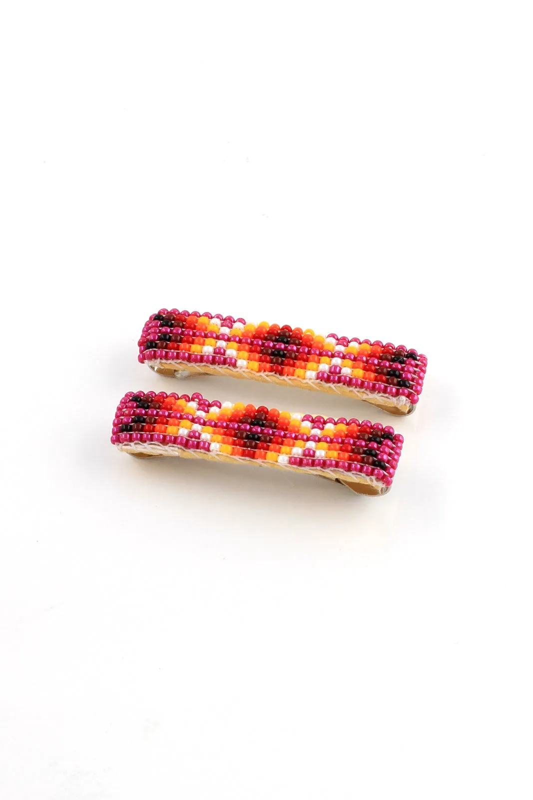 Pink Navajo Beaded Barrettes (Pair)