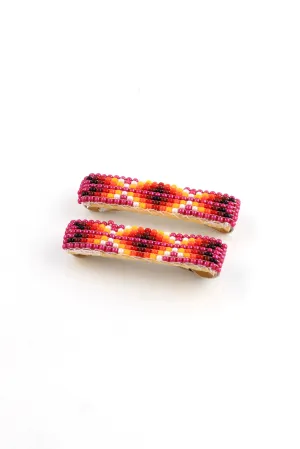 Pink Navajo Beaded Barrettes (Pair)