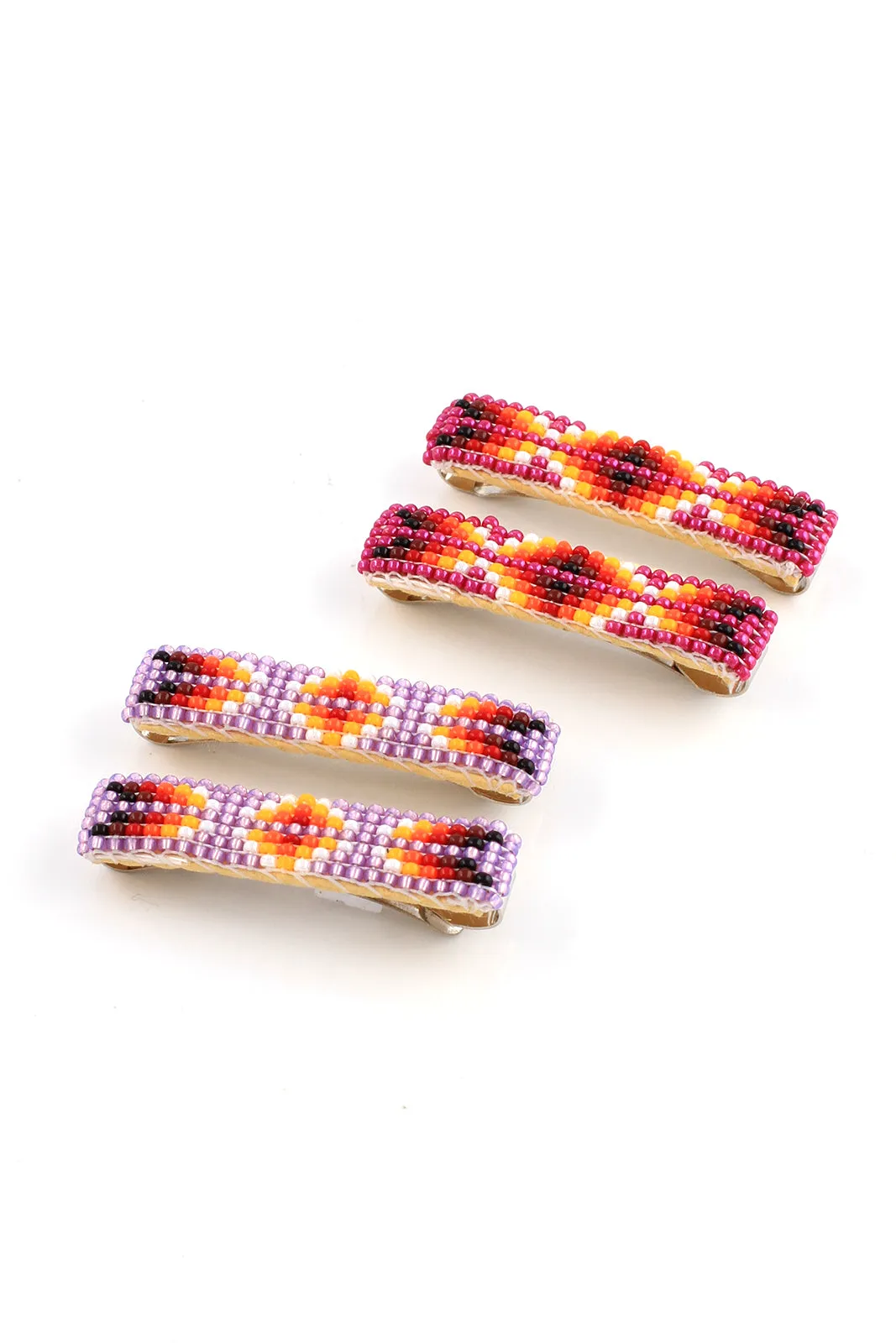 Pink Navajo Beaded Barrettes (Pair)