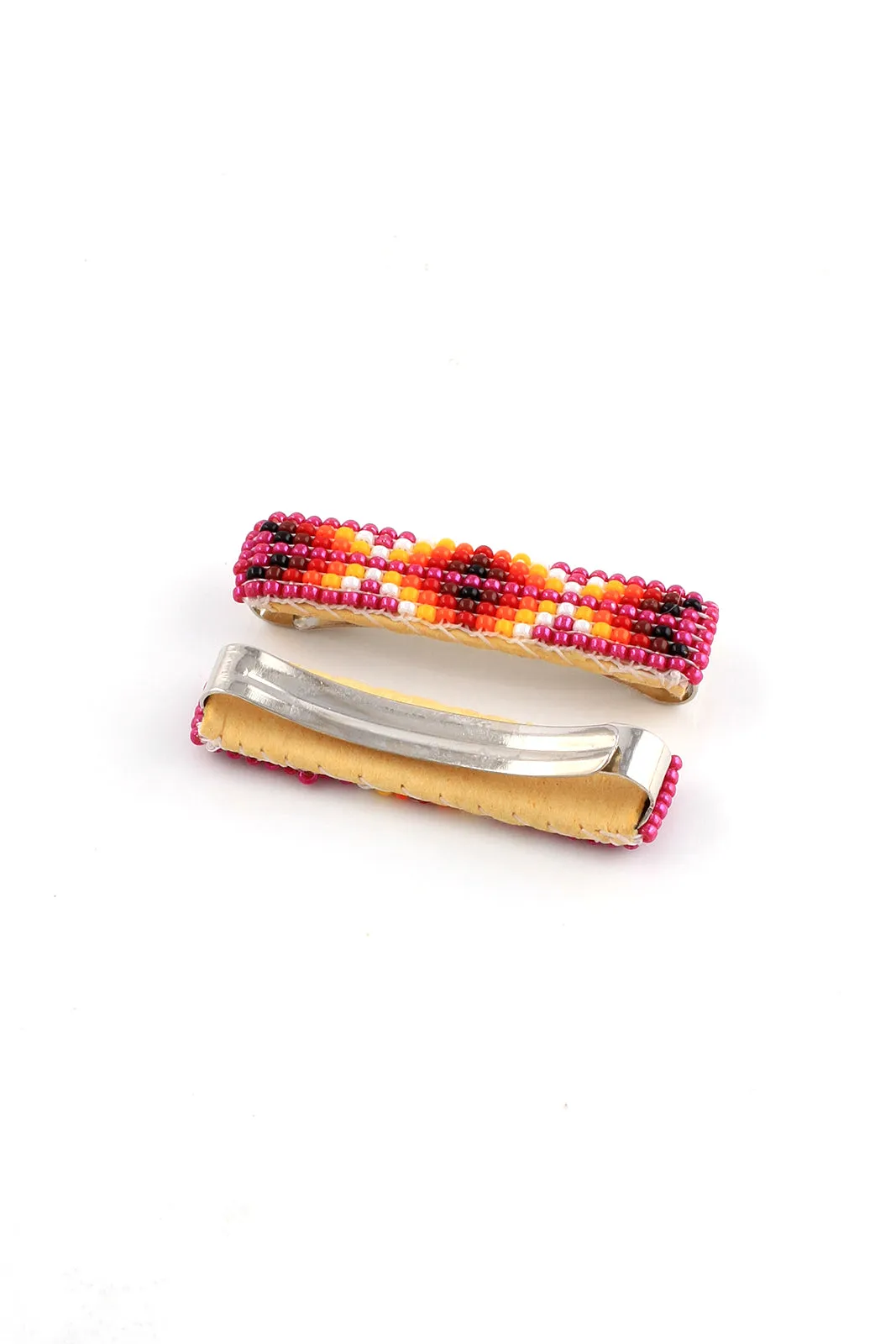 Pink Navajo Beaded Barrettes (Pair)
