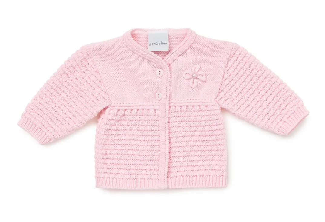 Pink Pearl Flower Detailed Cardigan