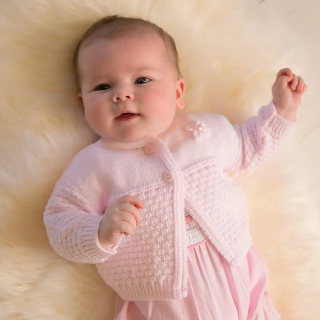 Pink Pearl Flower Detailed Cardigan