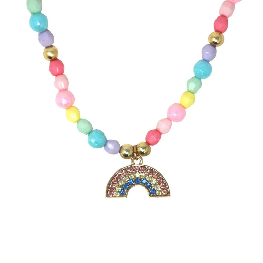 Pink Poppy Smile Be Happy Rainbow Necklace