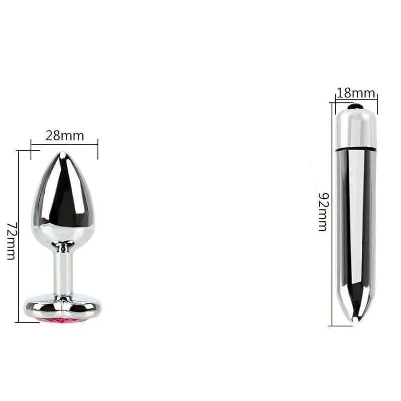 Plug Anal Diamant Cœur Rose S avec Vibro