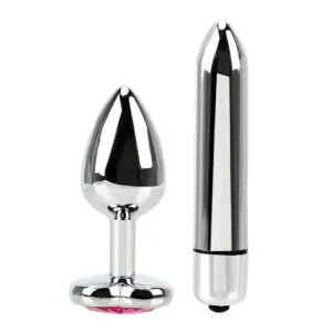 Plug Anal Diamant Cœur Rose S avec Vibro