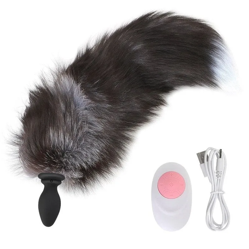 Plug Anal Queue de Renard vibrant en silicone
