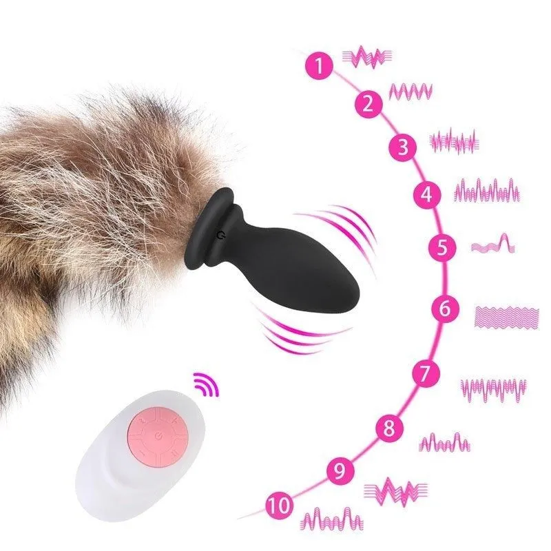 Plug Anal Queue de Renard vibrant en silicone
