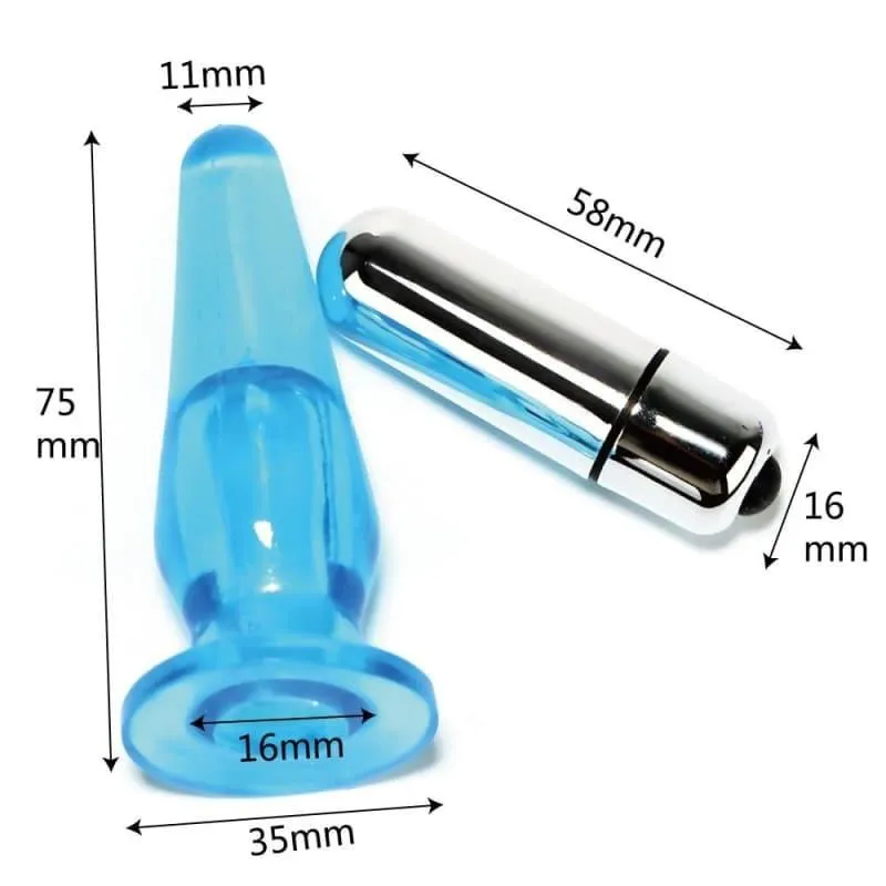 Plug Anal Vibrant mini cône Bleu 7.5 cm
