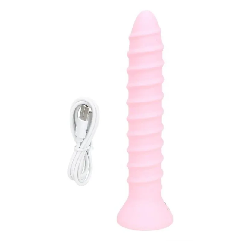 Plug Anal Vibrant rainuré rose 18cm