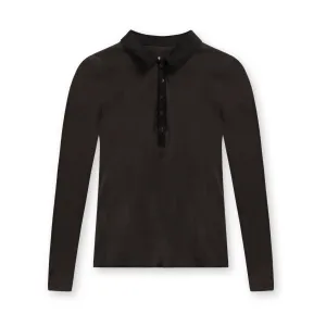 Point Detailed Polo Tee in Black