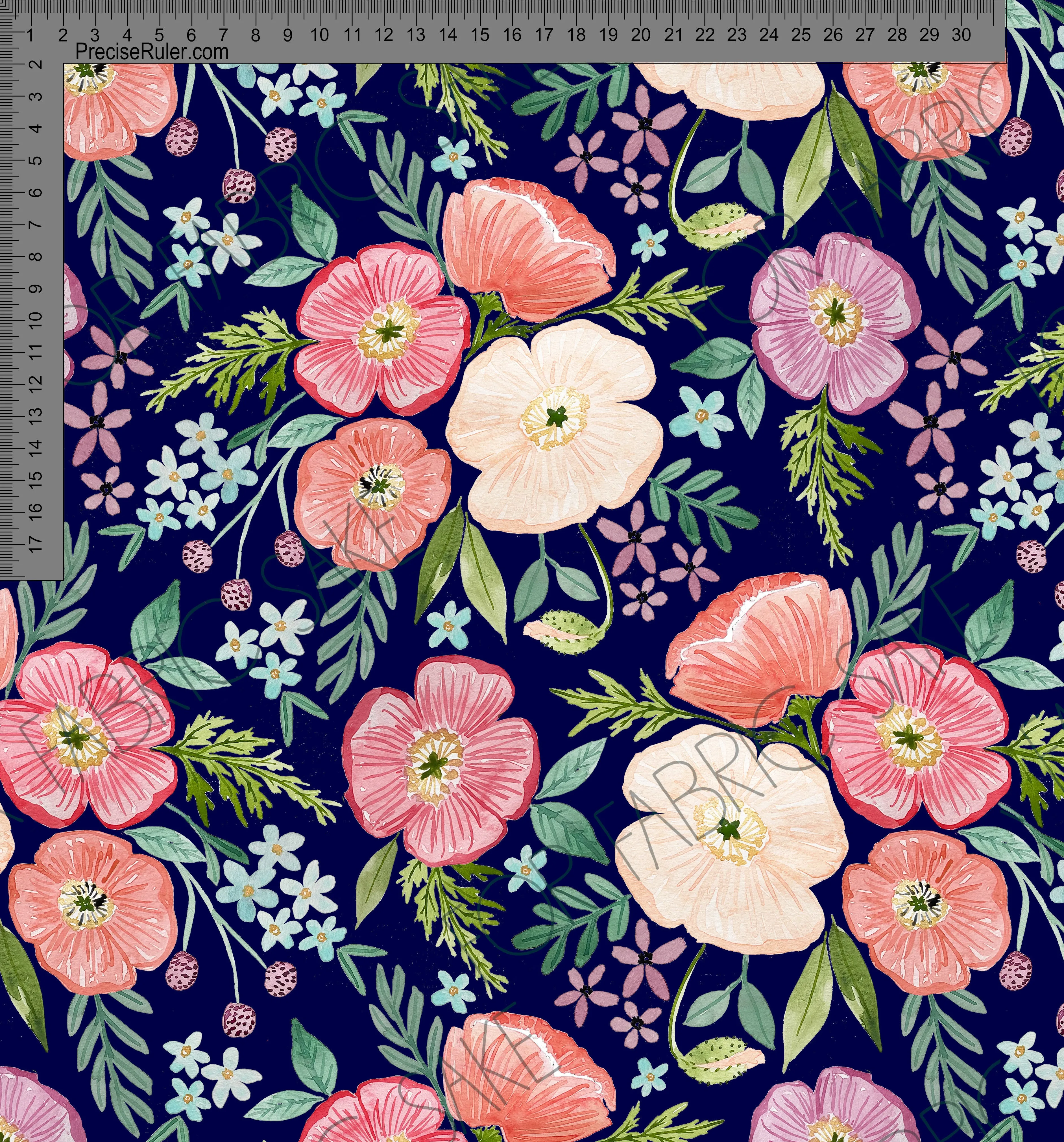 Poppy on Navy- Wolf & Rabbit - Custom Pre-order